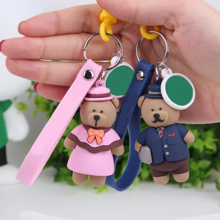 Custom Design Manufacturer 3D Bear Doll PVC Keychain