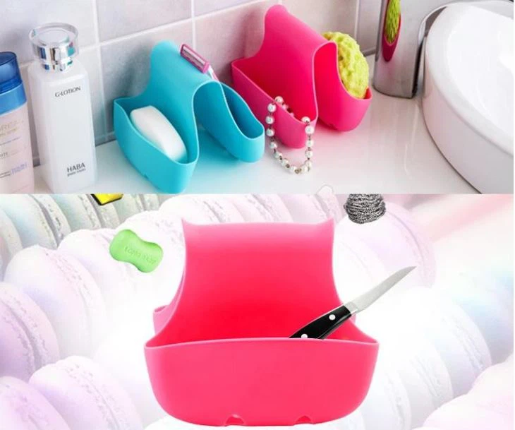 Kitchen Sink Shelf Silicone Hanging Bag Storage Basket