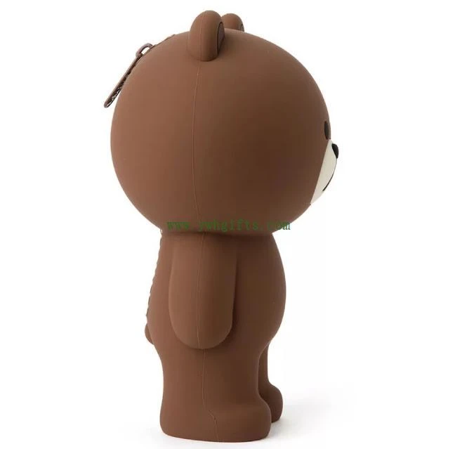 Cartoon Brown Bear Pen Holder Silicone School Pencil Pouch For Students